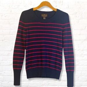 Fenn Wright Manson Sweater Size S 2 Ply 100% Cashmere Navy Blue Pink Striped